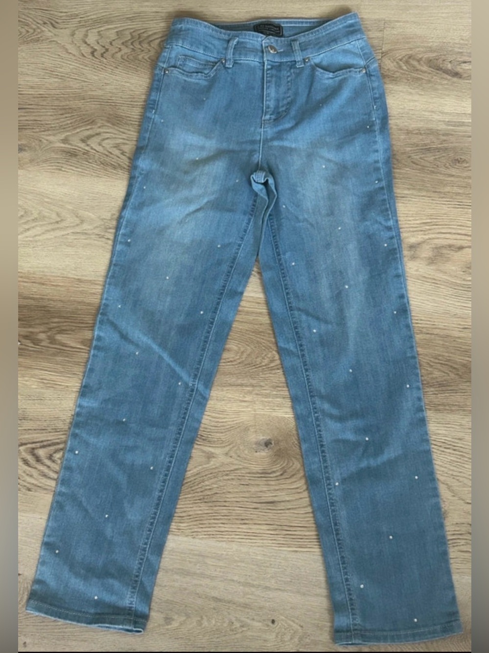 G by Giuliana Light Blue Straight Leg Jeans with Stud Accents